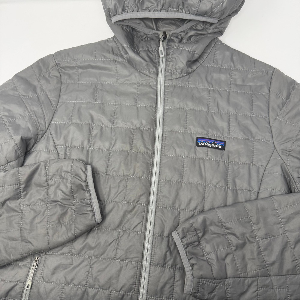 Patagonia Nano Puff Hoody Gray Womens Size Large Puffer Jacket *Logo